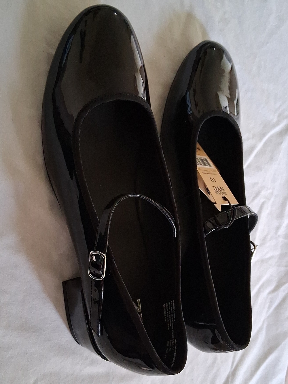 Black Patent Mary Jane Flats with Buckle Strap Madden NYC
